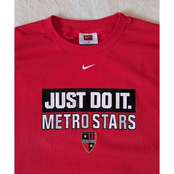 Nike Team Vintage Y2K New York Metro Stars Soccer FC Center Swoosh Tee Size XL - Picture 1 of 8